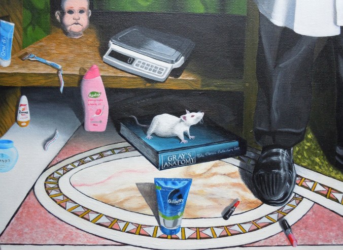 Detail from The Scientists, after The Ambassadors by Hans Holbein the Younger. - Acrylic on canvas - 2014 © Jason T Austin