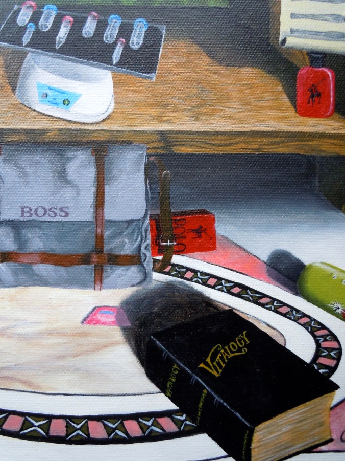 Detail from The Scientists, after The Ambassadors by Hans Holbein the Younger. - Acrylic on canvas - 2014 © Jason T Austin