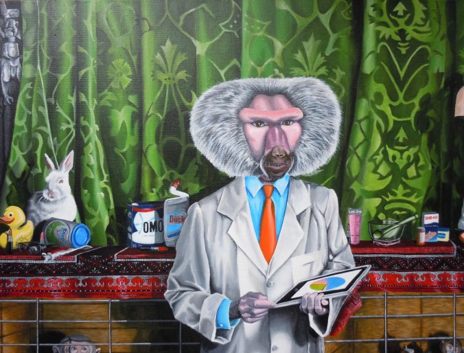 Detail from The Scientists, after The Ambassadors by Hans Holbein the Younger. - Acrylic on canvas - 2014 © Jason T Austin