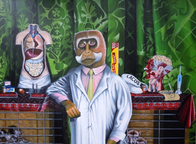 Detail from The Scientists, after The Ambassadors by Hans Holbein the Younger. - Acrylic on canvas - 2014 © Jason T Austin