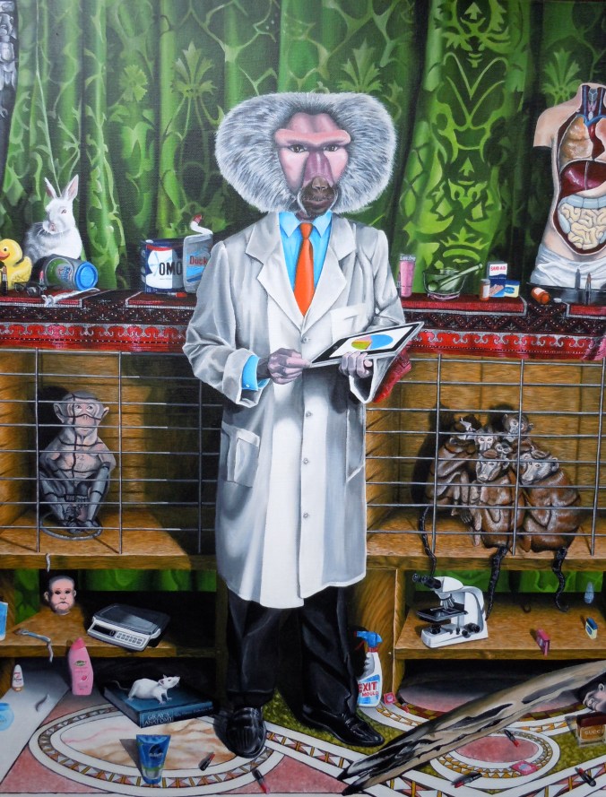 Detail from The Scientists, after The Ambassadors by Hans Holbein the Younger. - Acrylic on canvas - 2014 © Jason T Austin