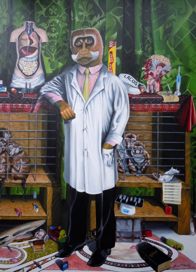 Detail from The Scientists, after The Ambassadors by Hans Holbein the Younger. - Acrylic on canvas - 2014 © Jason T Austin