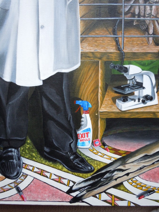 Detail from The Scientists, after The Ambassadors by Hans Holbein the Younger. - Acrylic on canvas - 2014 © Jason T Austin