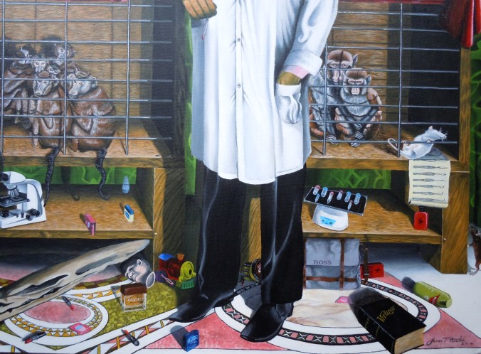 Detail from The Scientists, after The Ambassadors by Hans Holbein the Younger. - Acrylic on canvas - 2014 © Jason T Austin